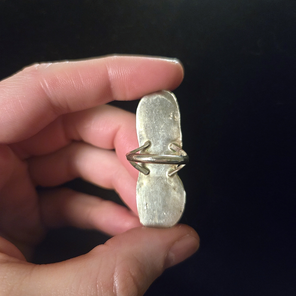70s Southwest Turquoise & Sterling Silver Statement Ring - Picture 5 of 6